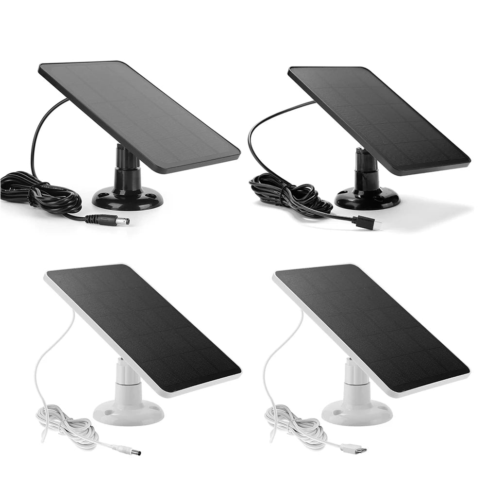 10W 5V Solar Cells Charger Type-C/Micro USB/DC Port Solar Panel for Security Camera/Small Home Light System 360°Adjustable