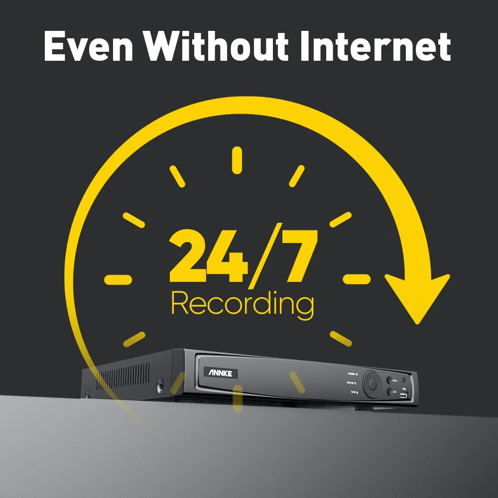 ANNKE 8CH 4K Ultra HD POE Network Video Security System 8MP H.265+ IP Camera Support Two Way Audio human & Vehicle Detection 4MM