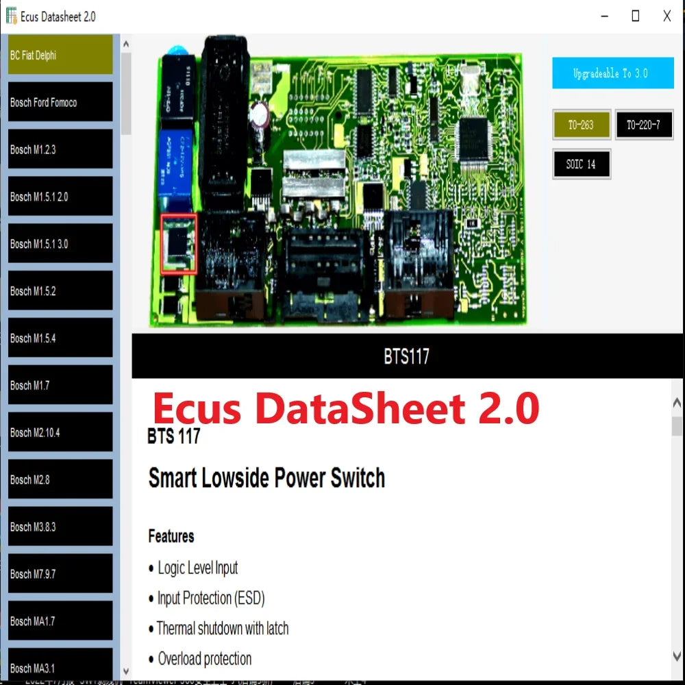 Ecus Datasheet 2.0 ECU Repair Software PCB Schematics with Electronic Components of Car ECUs and Additional Information