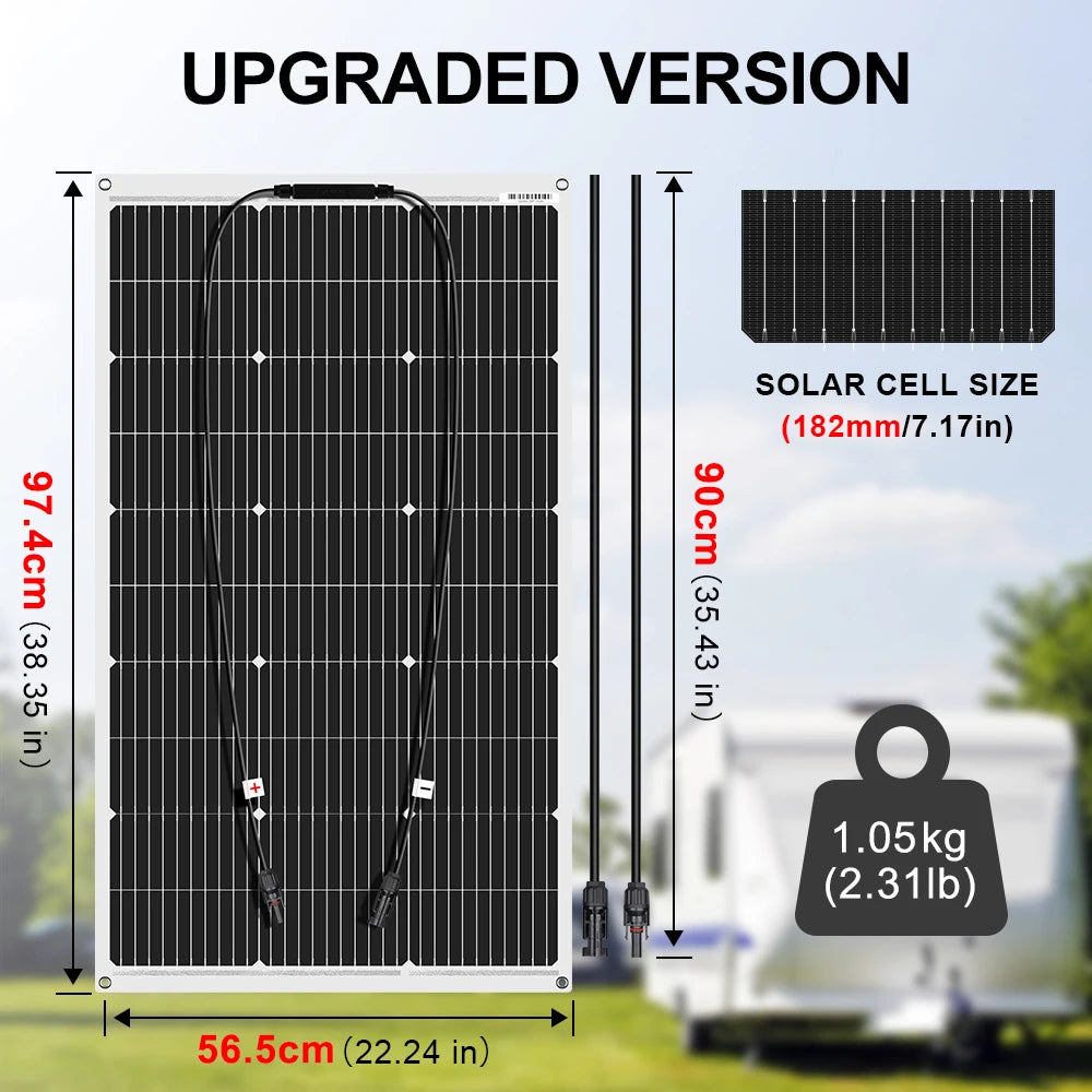 DOKIO 18V 200W/200W set Flexible Solar Panels Waterproof Monocrystalline Solar Panel Camping RV Home Charge 12V