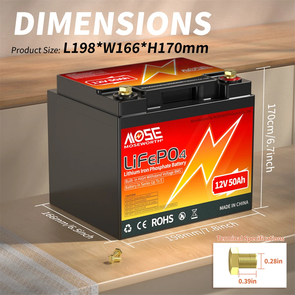 LiFePO4 Lithium Battery 12V 24V 36V 48V 100Ah 200Ah 300Ah 50Ah Built in BMS Deep Cycle Rechargeable Batteries for Trolling Motor