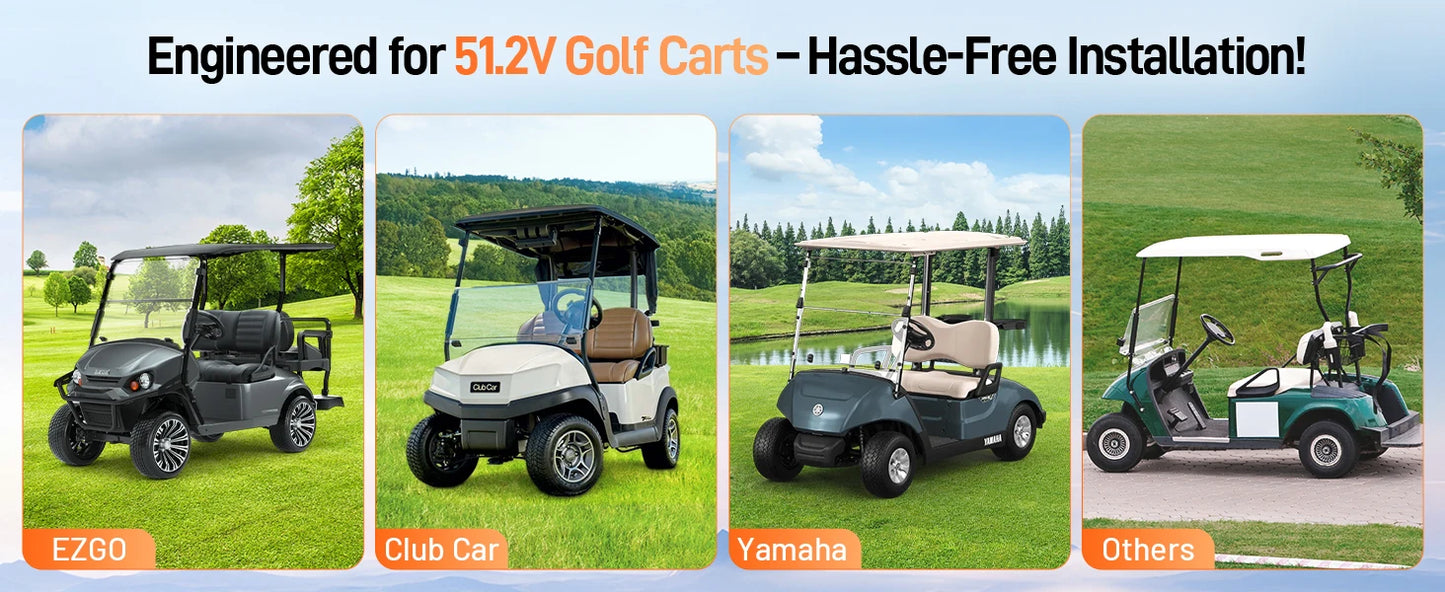 Humsienk Bluetooth LiFePO4 Battery 48V 100Ah Specializing in Golf Cart 200A BMS 5120Wh Energy Real-time Monitor Battery Data