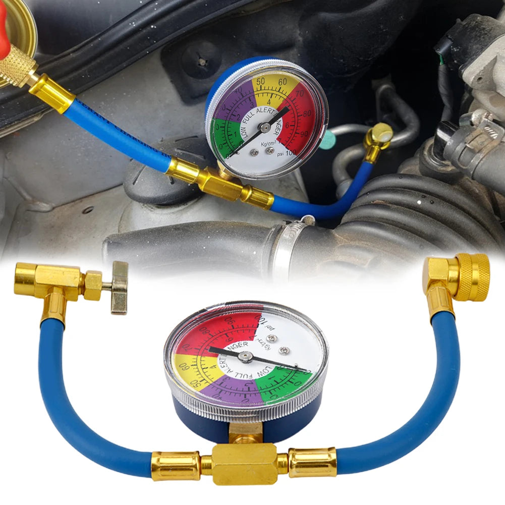 R134A Refrigerant Charging Hose with Pressure Gauge Car Refrigerant Charging Pipe Refrigerant Gas Refill for Car Automobile