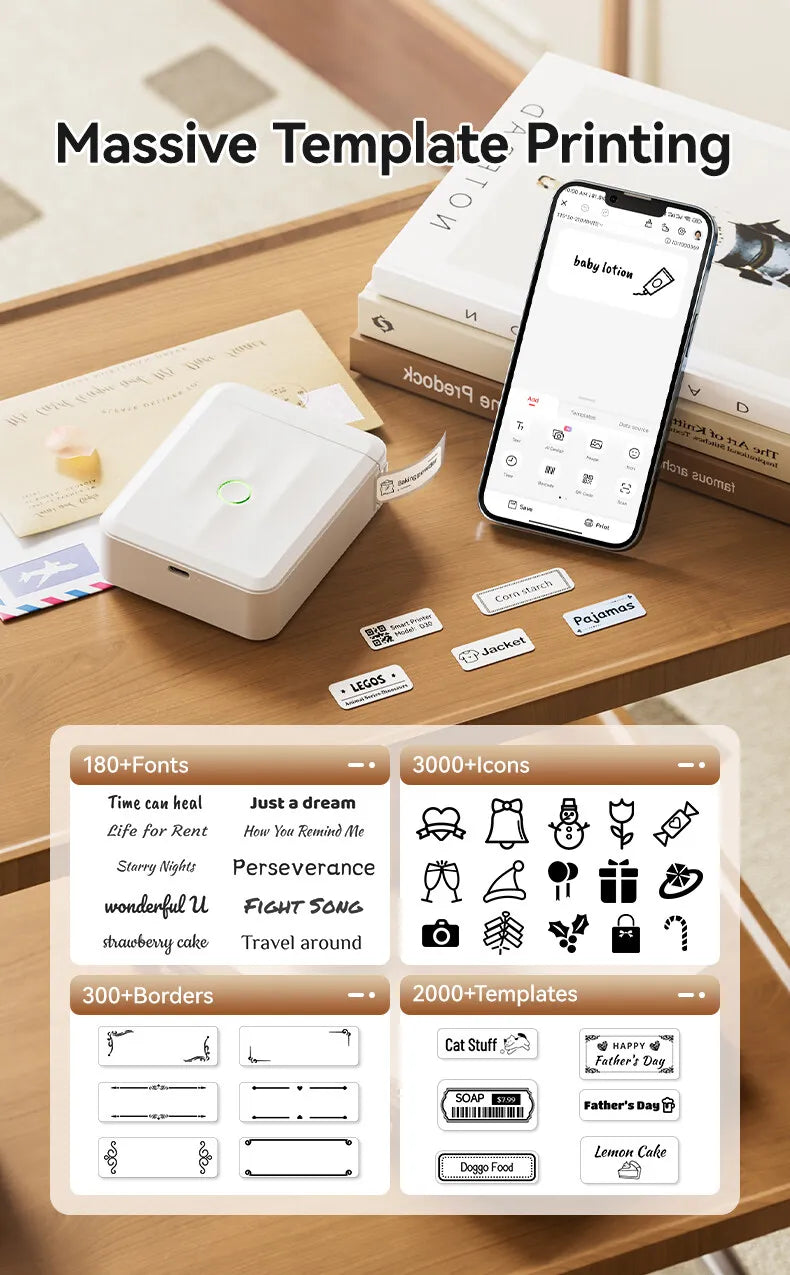 Niimbot D110 Mini Thermal Label Maker Wireless Connection Adhesive Sticker Label Printer DIY Name Tag for Office Home