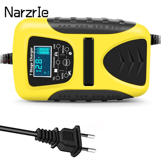 12V 7A Full Automatic Battery Charge Machine LCD Display 7 Stage Smart Car Battery Charger for Car Motorcycle with Pulse Repair