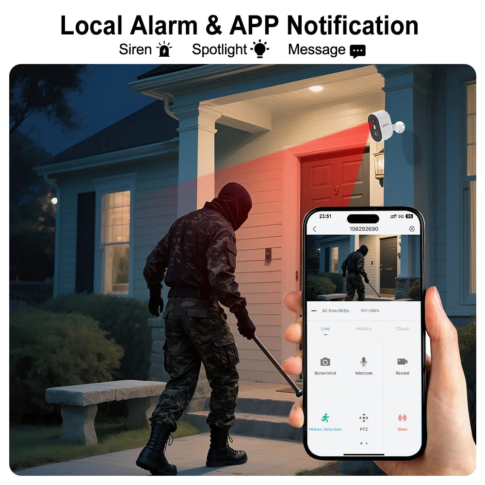 ANRAN 2/3/4PCS Battery Camera 2K 2.4G WiFi Camera Home Protection Security Camera PIR Detection,Free Basic Cloud Storage,5200mAh