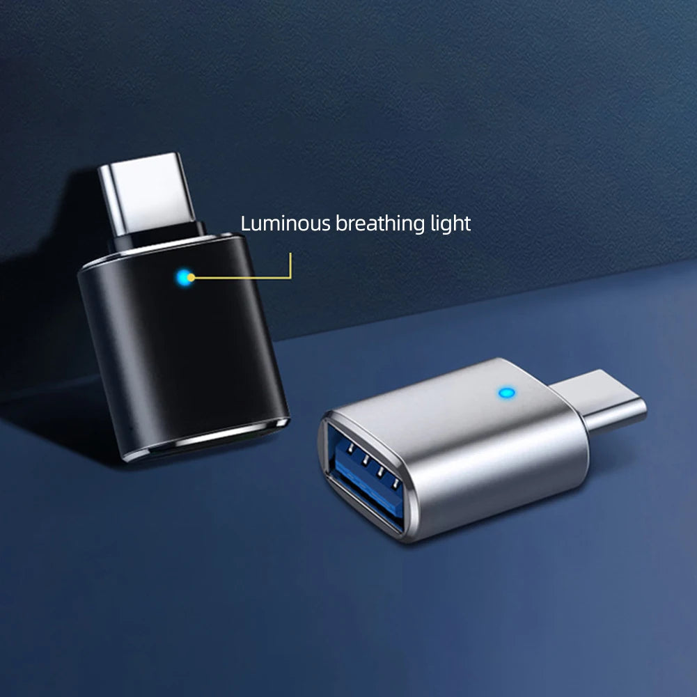 1-3PCS Type-C To USB3.0 Converter LED Indicator Type-C To USB OTG Adapter 3A Fast Charging 5Gbps Data Transfer Plug and Play
