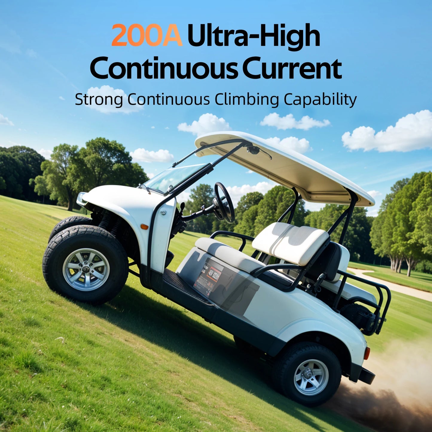 HumSienk LiFePO4 Battery Packs 48V 100Ah Specially Designed For Golf Cart 200A BMS Robust 5120Wh Smart Bluetooth Monitor