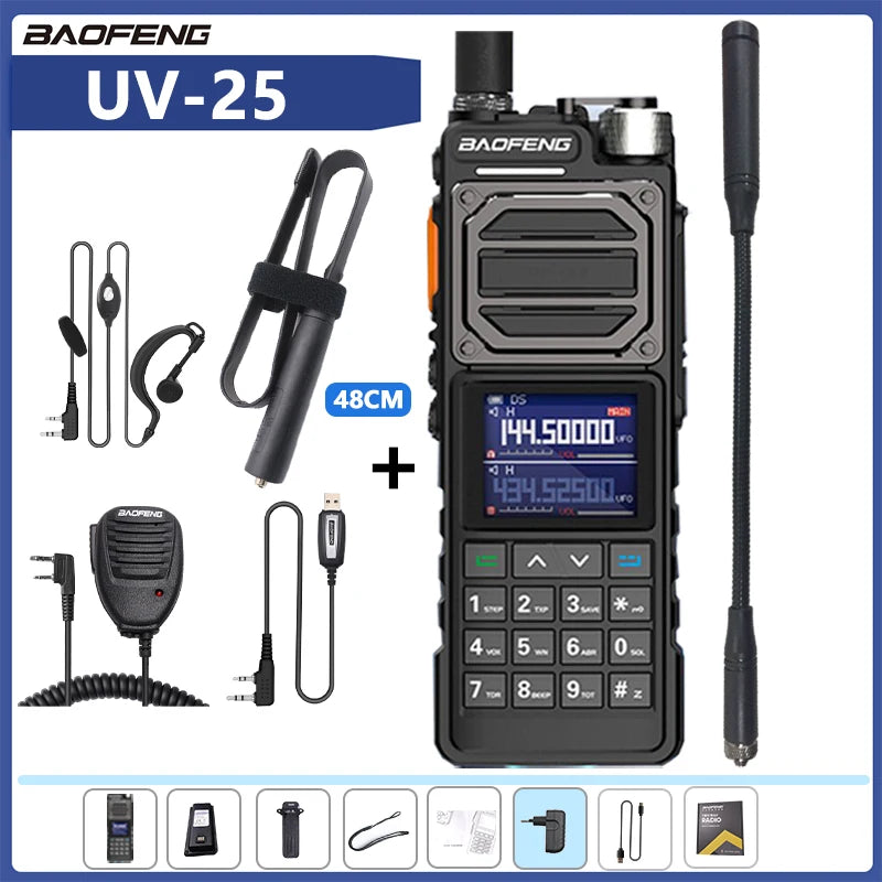 Baofeng UV-25 Air Band Walkie Talkie Wireless Copy Frequency NOAA Type-C Charger AM Long Range UHF VHF 999CH Ham Two Way Radio