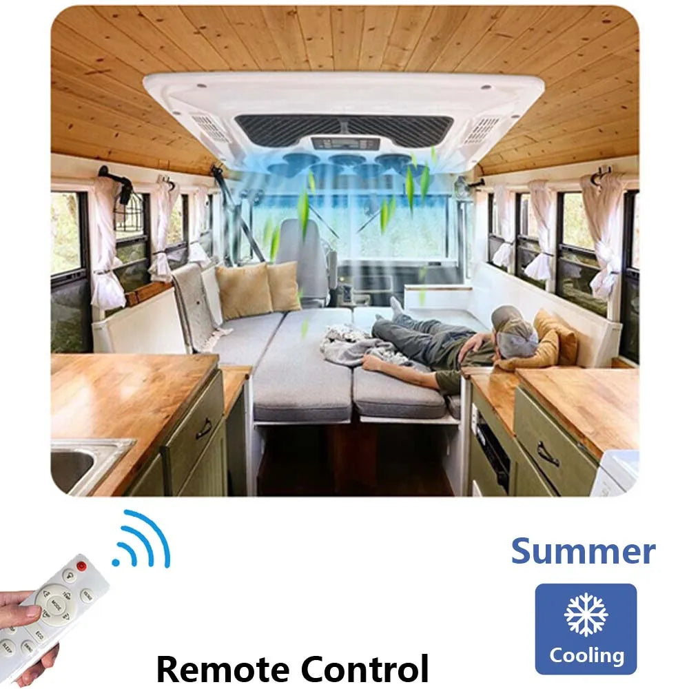 Treeligo New Electric RV 12V 24V Heat&Cool roof Air Conditioner RV Rooftop Car Parking ac For Truck Camper Van Caravan Motorhome