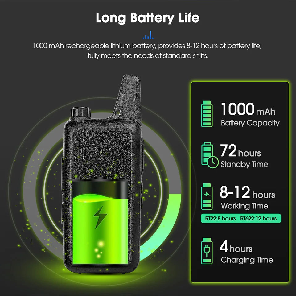 10 Pcs Wholesale Mini Walkie Talkie Retevis Rechargeable Walkie-talkies Two-way Radio RT622 PMR446 Radio Hotel Restaurant Retail