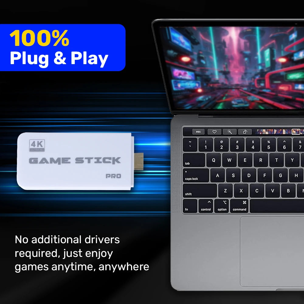 JMachen M15 Game Stick 64G Video Game Console 4K UHD Output with 30000+ Retro Games for PS1/MAME/SNES with Wireless Controllers