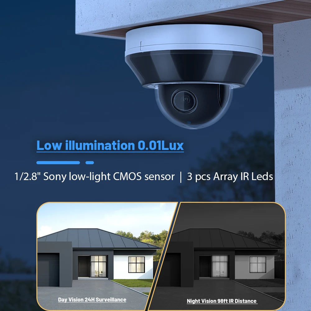 Vikylin Hik compatible 3X Zoom 6MP Dome PTZ IP Camera IR Night Vision MD2.0 IP66 Home Video Surveillance CCTV Security Camera