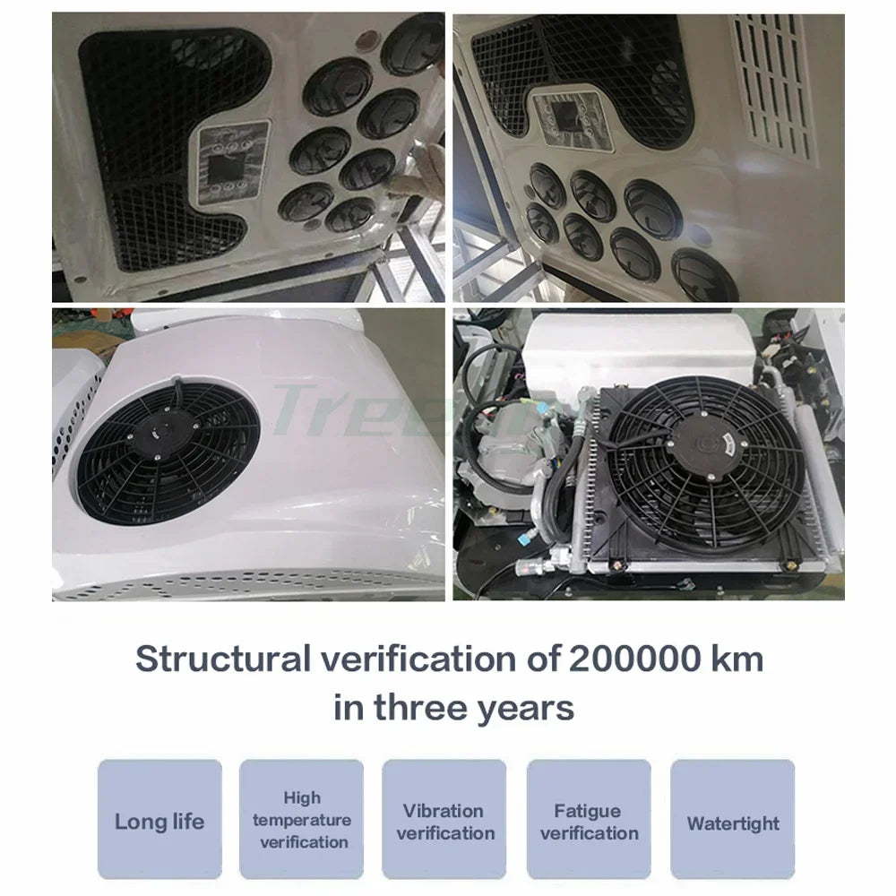 Treeligo New Electric RV 12V 24V Heat&Cool roof Air Conditioner RV Rooftop Car Parking ac For Truck Camper Van Caravan Motorhome