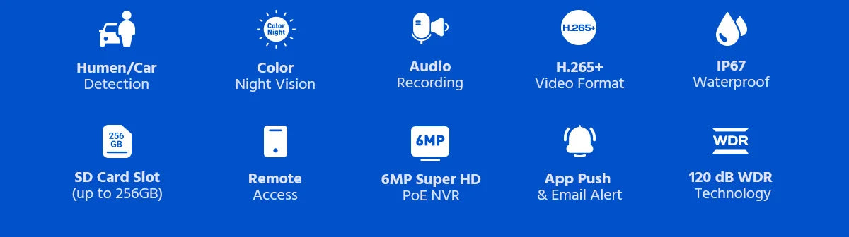 ANNKE 5MP FHD POE Network Video Security System H.265+ 6MP NVR With 5MP Weatherproof Surveillance POE Cameras Audio in Ip Camera