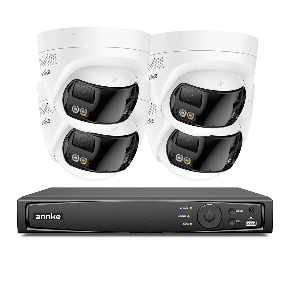 ANNKE 8MP 4K Security Camera Dual Lens 8CH NVR Ultra HD POE Ai Human Detection CCTV Video Surveillance Kit 180 Degrees Panoramic