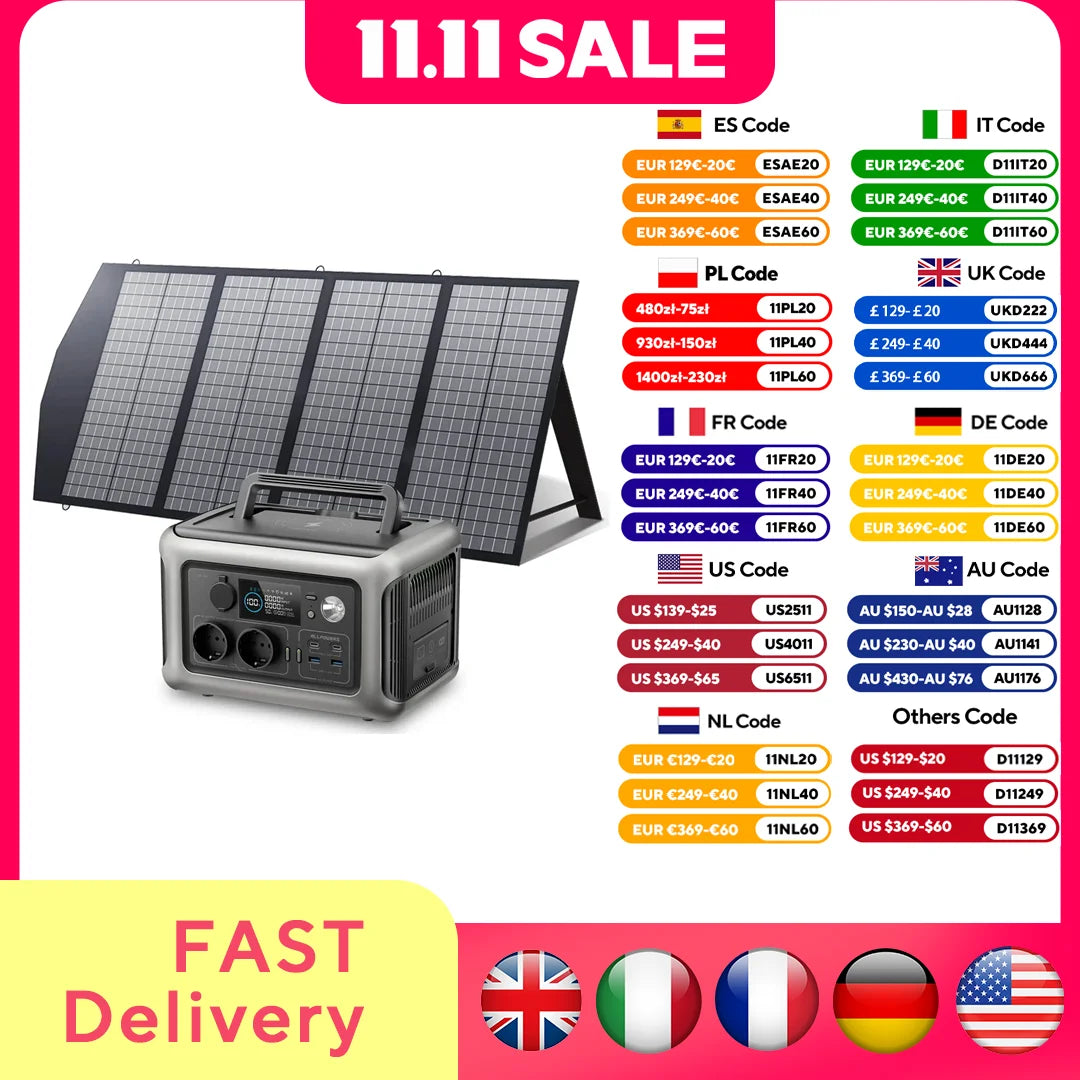 ALLPOWERS R600 Portable Powerstation with Solarpanel (Optional)，299Wh 600W LiFePO4 Battery for Home Backup Outdoors Camping RV