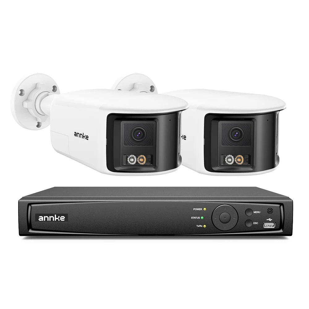 ANNKE 4K Outdoor Video Security Camera System 180° Dual Lens Security IP PoE Camera Smart Human Vehicle Detection 8MP POE Cam