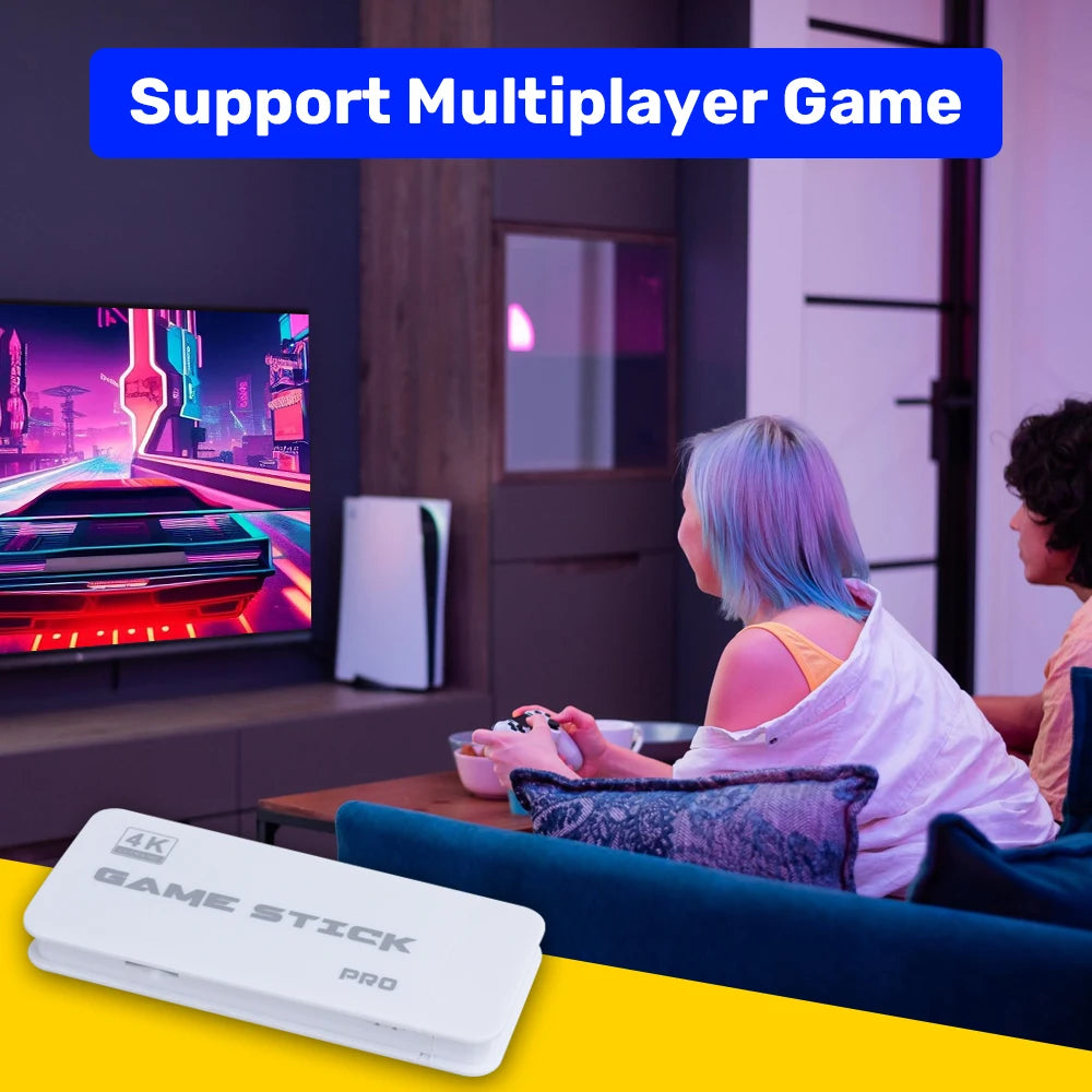 JMachen M15 Game Stick 64G Video Game Console 4K UHD Output with 30000+ Retro Games for PS1/MAME/SNES with Wireless Controllers