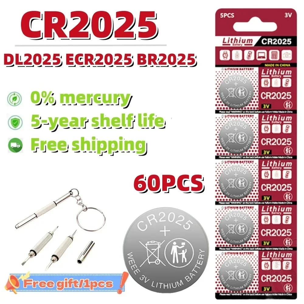 10-100PCS 150mAh 3V CR2025 Battery CR 2025 Lithium Battery DL2025 BR2025 KCR2025 For Car Remote Control Watch Button Coin Cells