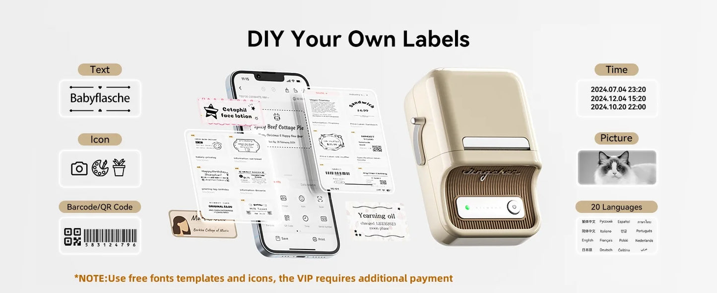 Niimbot B21 Thermal Label Maker Pocket Self-adhesive Paper Printer 20-50mm Print Width Label Machine for Business Home Office