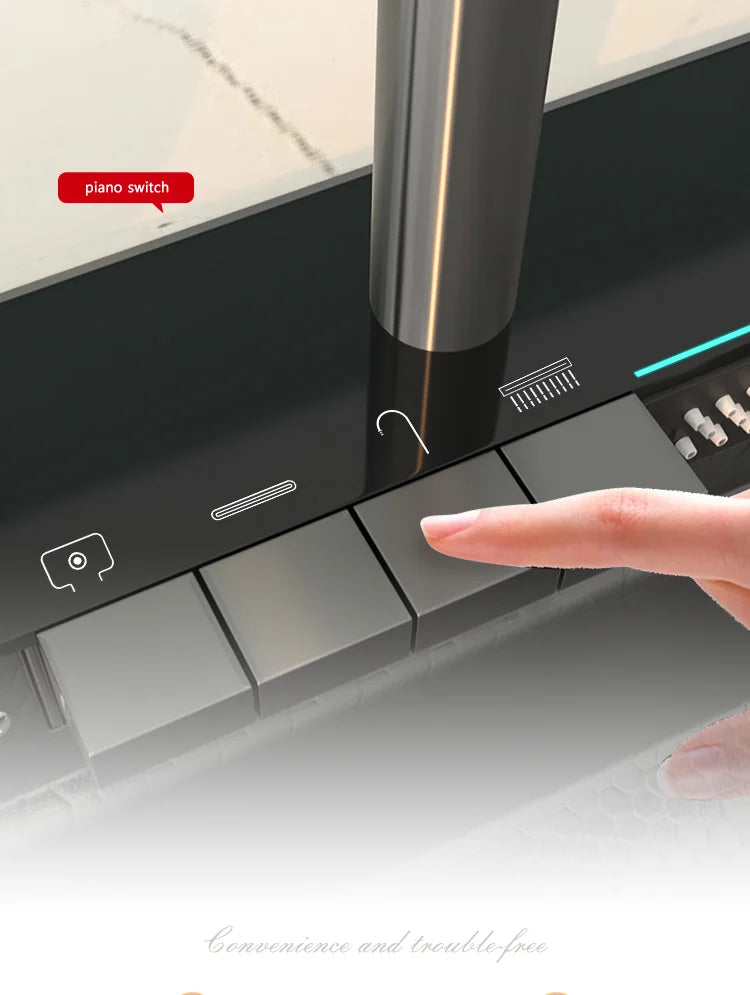 Stainless Steel Waterfall Kitchen Sink Large Single Slot With Digital Display Faucet Apartment Multifunctional Wash Basin