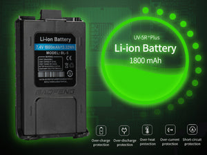 BAOFENG UV-5R+ Plus Two Way Radio, Long Range for Adults Rechargeable with Earpiece, Walkie Talkie，144-148 420-450MHz, Qualette