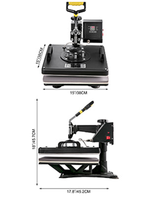 SucceBuy Combo Heat Press Machine 5/6/8 in 1 30*38CM 38*38CM Muntifunctional Sublimation Printer Transfer Mug Hat Plate T-Shirt