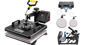 SucceBuy Combo Heat Press Machine 5/6/8 in 1 30*38CM 38*38CM Muntifunctional Sublimation Printer Transfer Mug Hat Plate T-Shirt