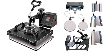 SucceBuy Combo Heat Press Machine 5/6/8 in 1 30*38CM 38*38CM Muntifunctional Sublimation Printer Transfer Mug Hat Plate T-Shirt