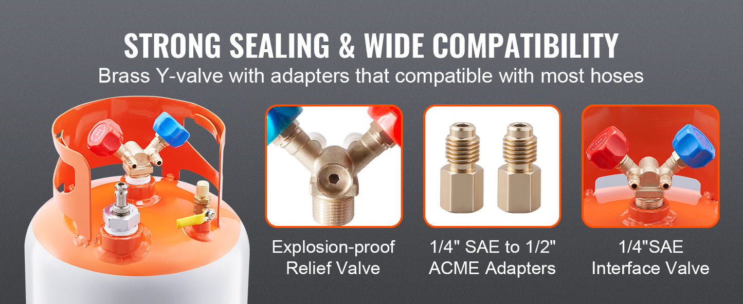 SucceBuy 30 lbs Refrigerant Recovery Tank with Float Switch Reusable AC Recovery Tank HVAC for All Refrigerant Prevent Overflow