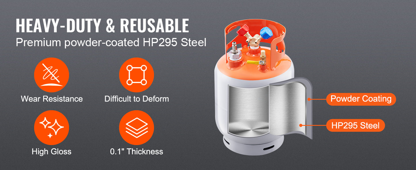 SucceBuy 30 lbs Refrigerant Recovery Tank with Float Switch Reusable AC Recovery Tank HVAC for All Refrigerant Prevent Overflow