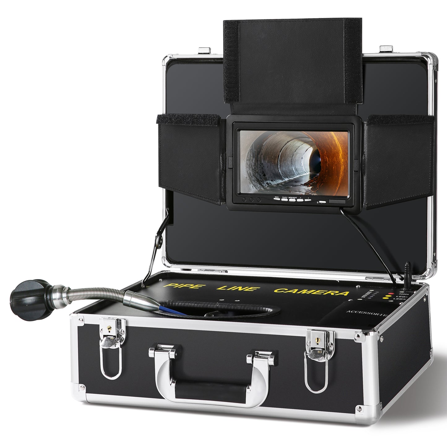 SucceBuy Sewer Camera 7" Screen Pipeline Inspection Camera w/ DVR Function Waterproof Camera w/12 Adjustable LEDs 16 GB SD Card