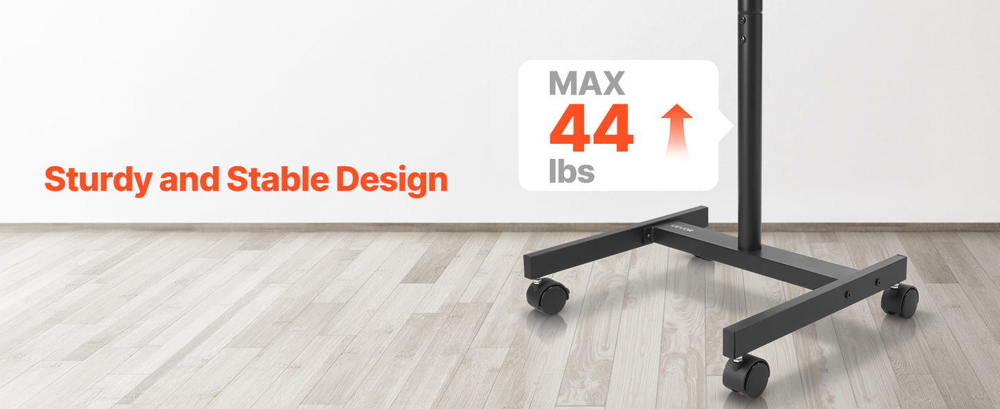 SucceBuy Rolling TV Stand Mobile TV Cart Suit for Various Sizes TV Portable TV Stand with Wheels for Living Room Bedroom Office